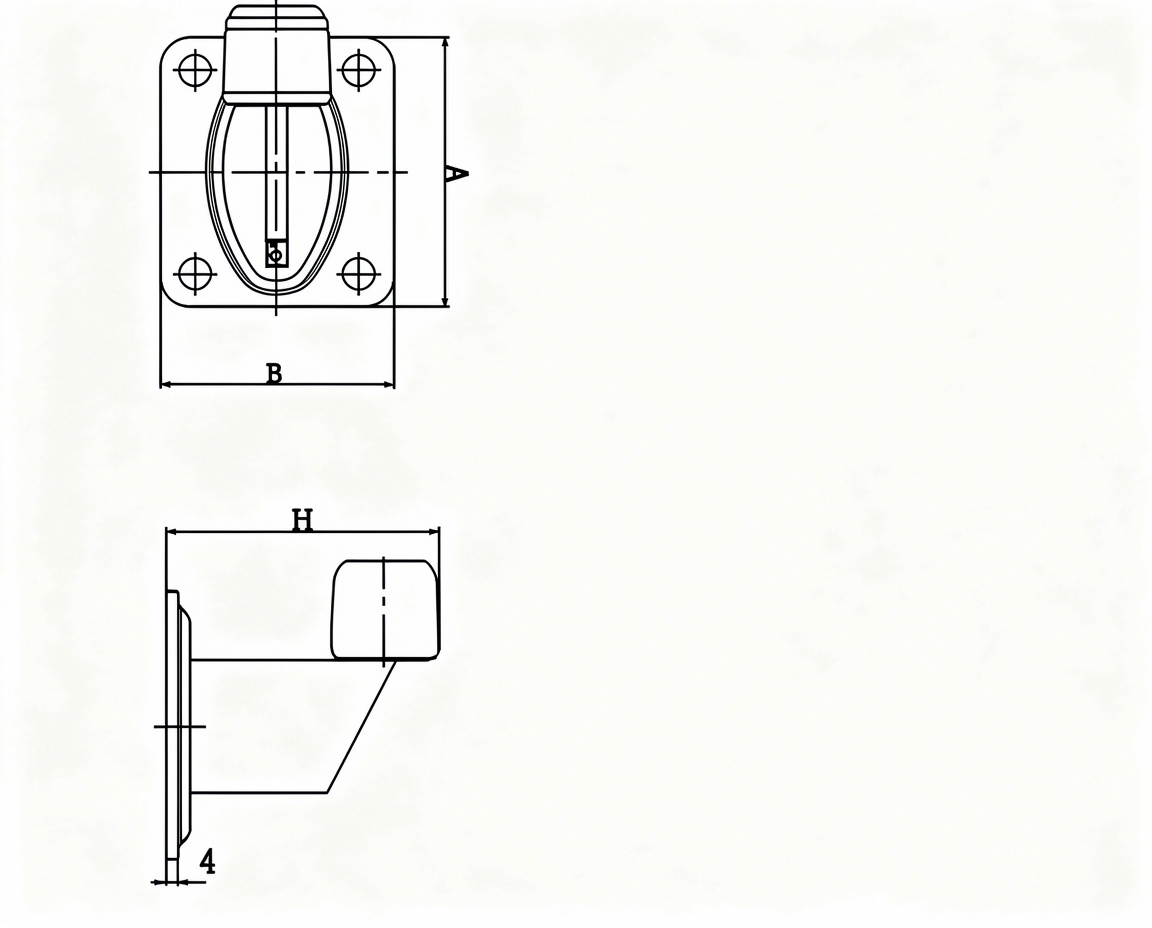 Schiță tehnică Opritor poarta cu baza 100×80 mm H – 95 mm